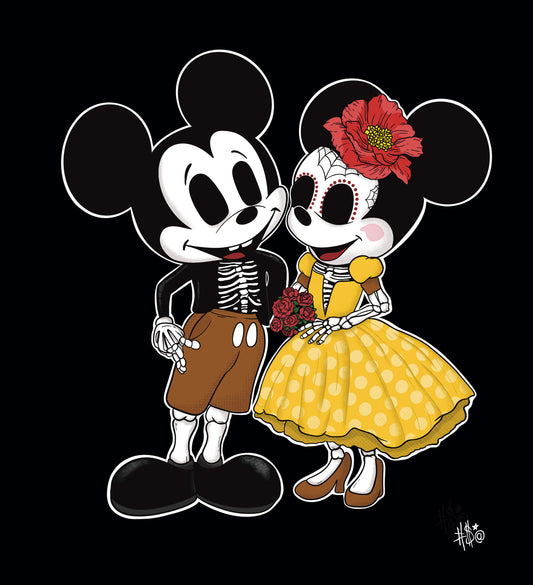 Mickey & Minnie Dia De Los Muertos Sticker