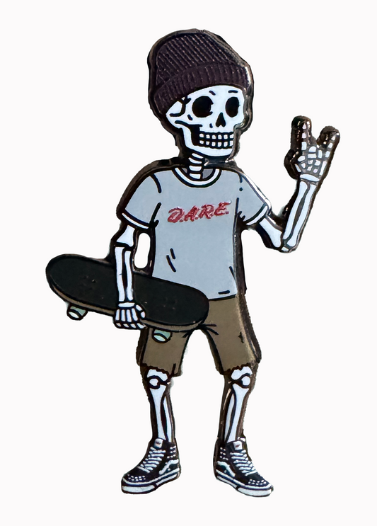 Skater Skeleton Pin