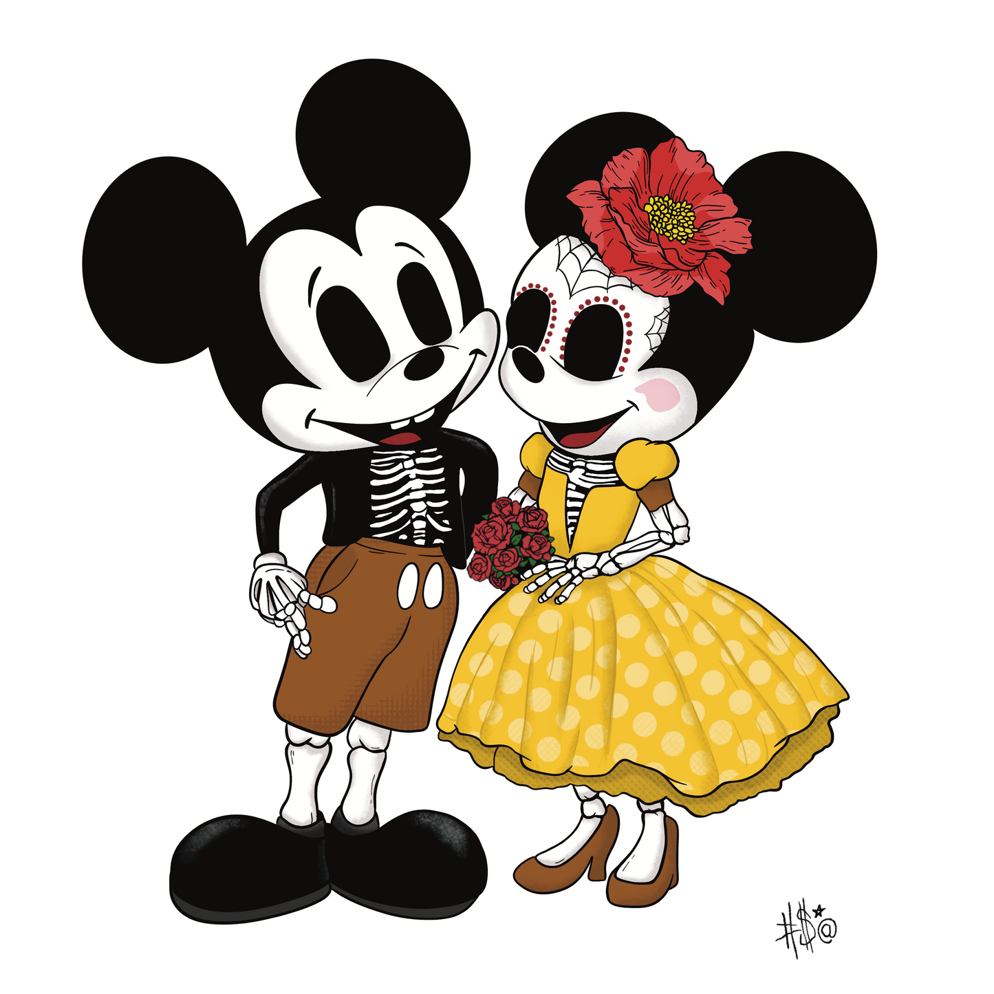 Mickey & Minnie Skeleton Sticker