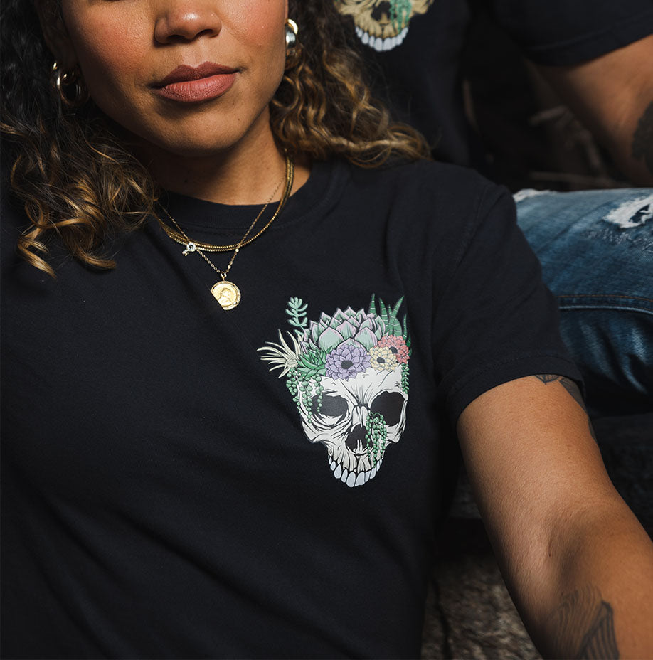 Floral "Rooted" Skull Heavyweight Tee